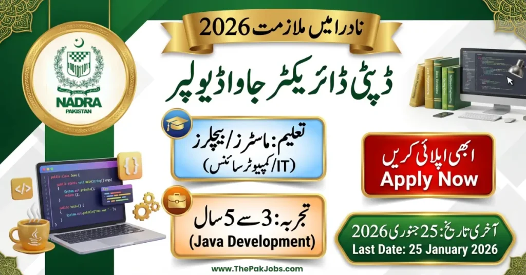 NADRA Deputy Director Java Developer Jobs 2026: Apply Now